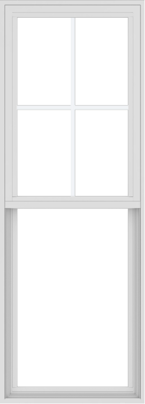 WDMA 24x66 (23.5 x 65.5 inch) Vinyl uPVC White Single Hung Double Hung Window with Top Colonial Grids Exterior