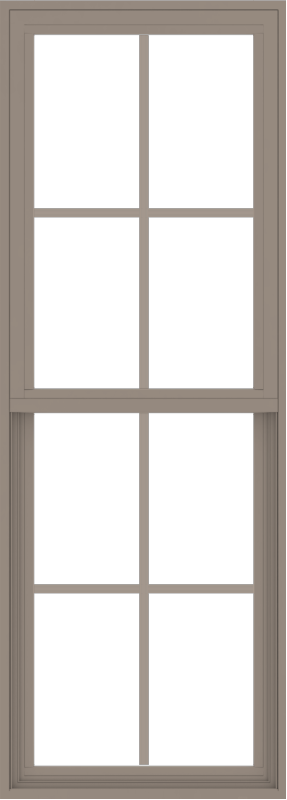 WDMA 24x66 (23.5 x 65.5 inch) Vinyl uPVC Brown Single Hung Double Hung Window with Colonial Grids Exterior