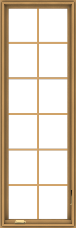 WDMA 24x72 (23.5 x 71.5 inch) Pine Wood Dark Grey Aluminum Crank out Casement Window with Colonial Grids
