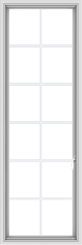 WDMA 24x72 (23.5 x 71.5 inch) White Vinyl uPVC Push out Casement Window with Colonial Grids