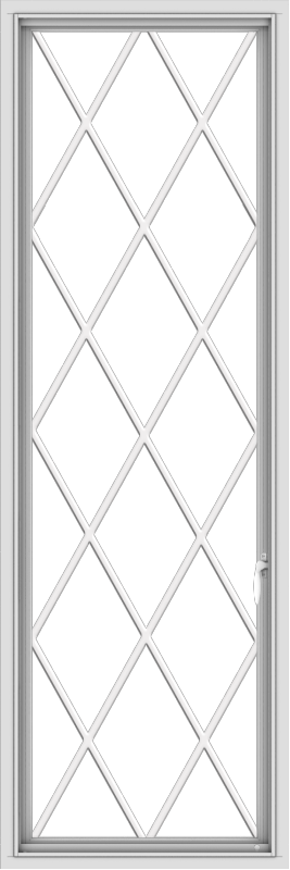 WDMA 24x72 (23.5 x 71.5 inch) White Vinyl uPVC Push out Casement Window without Grids with Diamond Grills
