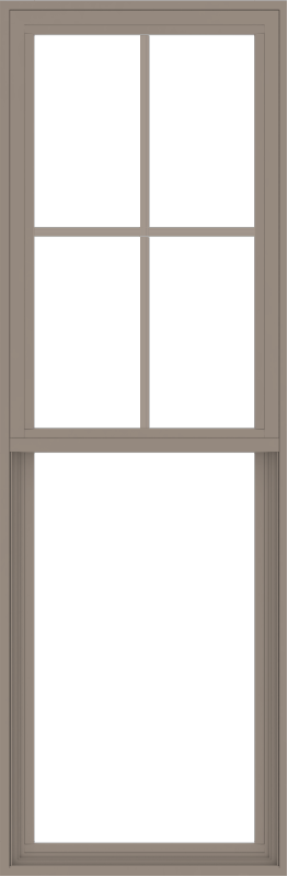 WDMA 24x72 (23.5 x 71.5 inch) Vinyl uPVC Brown Single Hung Double Hung Window with Top Colonial Grids Exterior