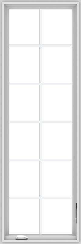 WDMA 24x72 (23.5 x 71.5 inch) White Vinyl uPVC Crank out Casement Window with Colonial Grids
