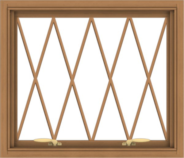 WDMA 28x24 (27.5 x 23.5 inch) Oak Wood Green Aluminum Push out Awning Window without Grids with Diamond Grills
