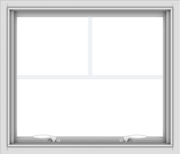 WDMA 28x24 (27.5 x 23.5 inch) White uPVC Vinyl Push out Awning Window with Fractional Grilles