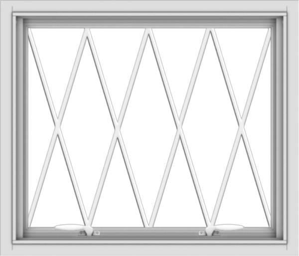 WDMA 28x24 (27.5 x 23.5 inch) White uPVC Vinyl Push out Awning Window without Grids with Diamond Grills