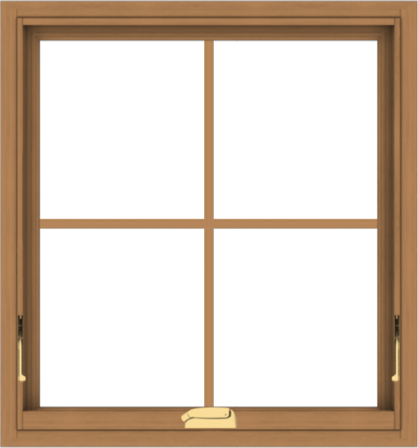 WDMA 28x30 (27.5 x 29.5 inch) Oak Wood Dark Brown Bronze Aluminum Crank out Awning Window with Colonial Grids Interior