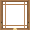 WDMA 28x30 (27.5 x 29.5 inch) Oak Wood Dark Brown Bronze Aluminum Crank out Awning Window with Prairie Grilles