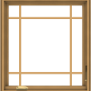 WDMA 28x30 (27.5 x 29.5 inch) Pine Wood Dark Grey Aluminum Crank out Casement Window with Prairie Grilles