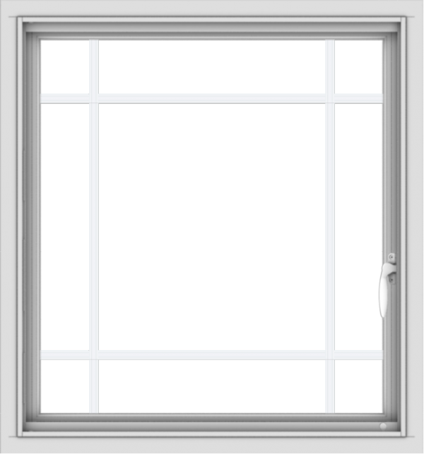 WDMA 28x30 (27.5 x 29.5 inch) Vinyl uPVC White Push out Casement Window with Prairie Grilles