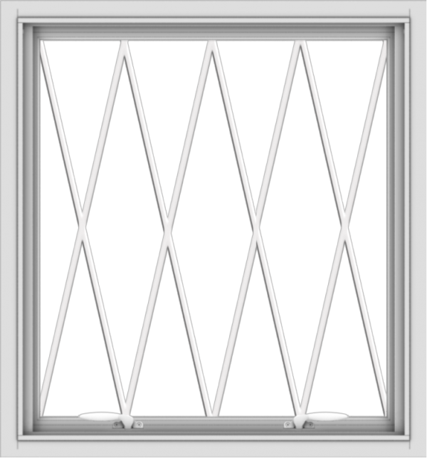 WDMA 28x30 (27.5 x 29.5 inch) White uPVC Vinyl Push out Awning Window without Grids with Diamond Grills