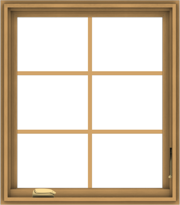 WDMA 28x32 (27.5 x 31.5 inch) Pine Wood Dark Grey Aluminum Crank out Casement Window with Colonial Grids