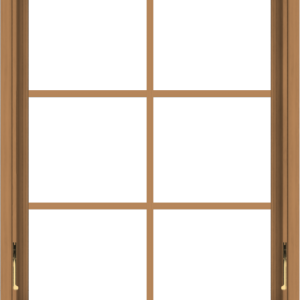 WDMA 28x36 (27.5 x 35.5 inch) Oak Wood Dark Brown Bronze Aluminum Crank out Awning Window with Colonial Grids Interior
