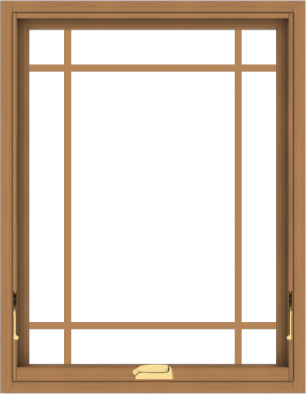 WDMA 28x36 (27.5 x 35.5 inch) Oak Wood Dark Brown Bronze Aluminum Crank out Awning Window with Prairie Grilles