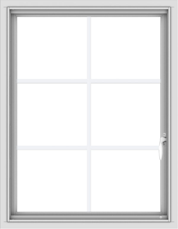 WDMA 28x36 (27.5 x 35.5 inch) Vinyl uPVC White Push out Casement Window with Colonial Grids