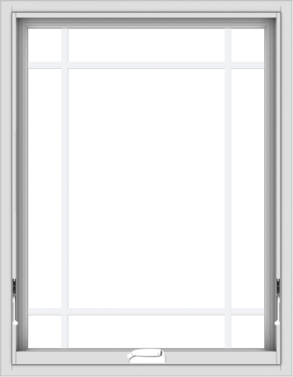 WDMA 28x36 (27.5 x 35.5 inch) White Vinyl uPVC Crank out Awning Window with Prairie Grilles