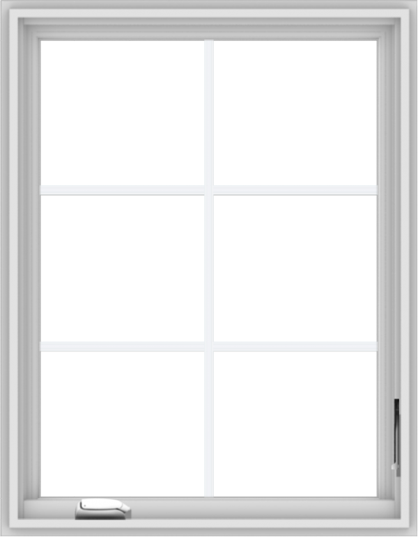 WDMA 28x36 (27.5 x 35.5 inch) White Vinyl uPVC Crank out Casement Window with Colonial Grids