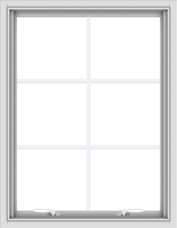 WDMA 28x36 (27.5 x 35.5 inch) White uPVC Vinyl Push out Awning Window with Colonial Grids Interior