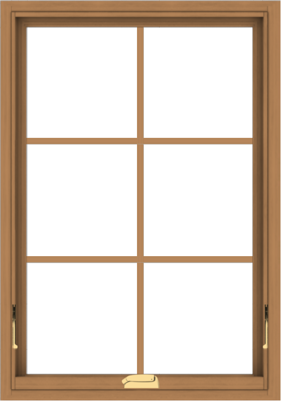 WDMA 28x40 (27.5 x 39.5 inch) Oak Wood Dark Brown Bronze Aluminum Crank out Awning Window with Colonial Grids Interior