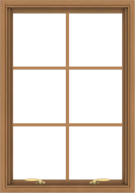 WDMA 28x40 (27.5 x 39.5 inch) Oak Wood Green Aluminum Push out Awning Window with Colonial Grids Interior