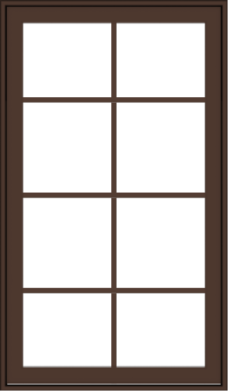 WDMA 28x48 (27.5 x 47.5 inch) Oak Wood Dark Brown Bronze Aluminum Crank out Awning Window with Colonial Grids Exterior
