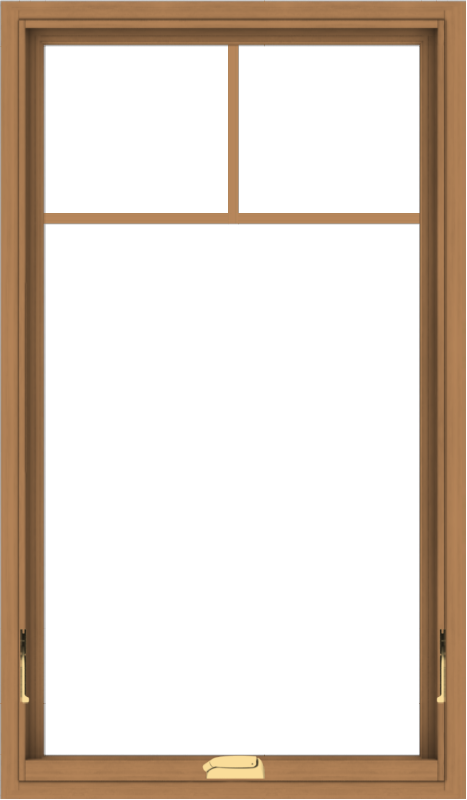 WDMA 28x48 (27.5 x 47.5 inch) Oak Wood Dark Brown Bronze Aluminum Crank out Awning Window with Fractional Grilles