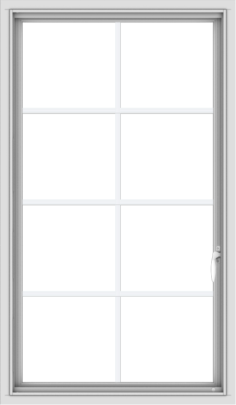 WDMA 28x48 (27.5 x 47.5 inch) uPVC Vinyl White push out Casement Window with Colonial Grids