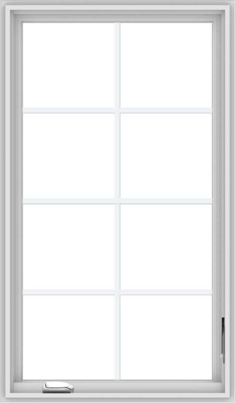 WDMA 28x48 (27.5 x 47.5 inch) White Vinyl uPVC Crank out Casement Window with Colonial Grids