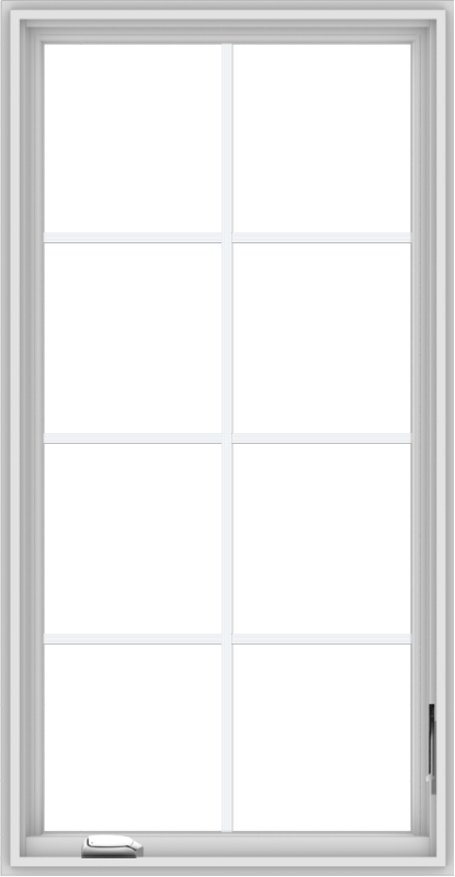 WDMA 28x54 (27.5 x 53.5 inch) White Vinyl uPVC Crank out Casement Window with Colonial Grids