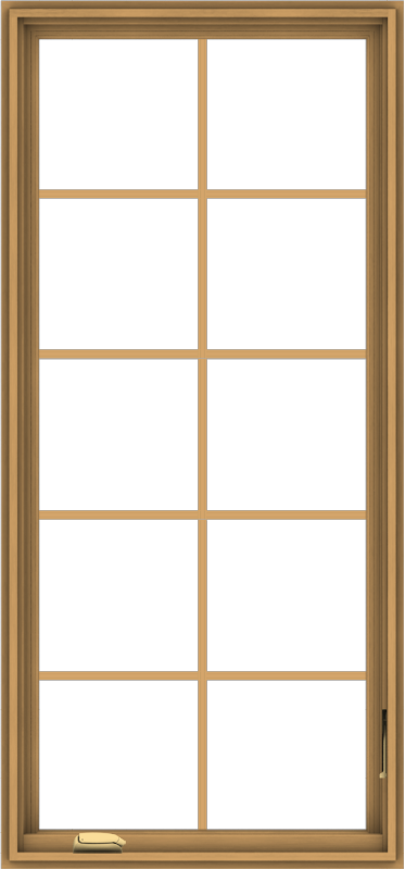 WDMA 28x60 (27.5 x 59.5 inch) Pine Wood Dark Grey Aluminum Crank out Casement Window with Colonial Grids