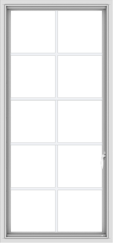 WDMA 28x60 (27.5 x 59.5 inch) White Vinyl uPVC Push out Casement Window with Colonial Grids