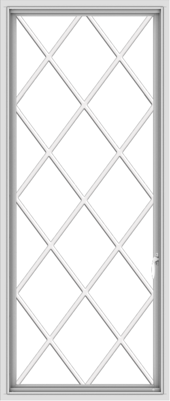 WDMA 28x66 (27.5 x 65.5 inch) White Vinyl uPVC Push out Casement Window without Grids with Diamond Grills