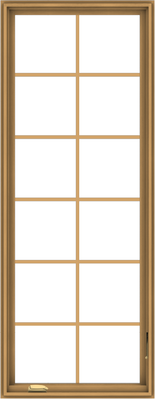 WDMA 28x72 (27.5 x 71.5 inch) Pine Wood Dark Grey Aluminum Crank out Casement Window with Colonial Grids