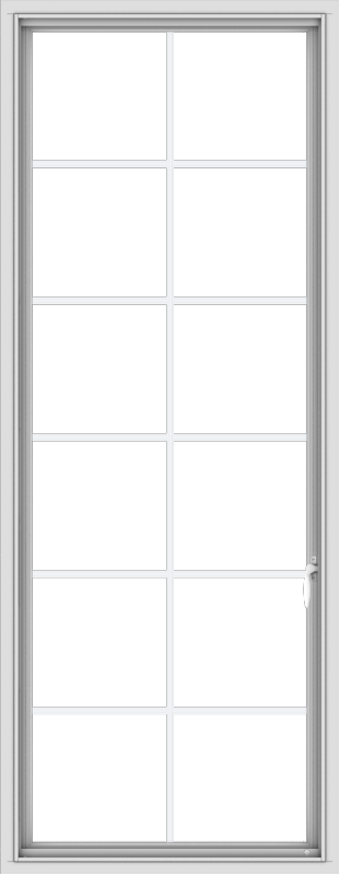 WDMA 28x72 (27.5 x 71.5 inch) White Vinyl uPVC Push out Casement Window with Colonial Grids
