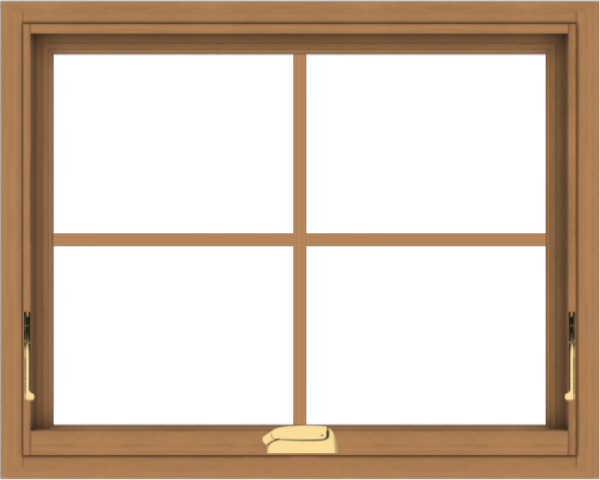 WDMA 30x24 (29.5 x 23.5 inch) Oak Wood Dark Brown Bronze Aluminum Crank out Awning Window with Colonial Grids Interior