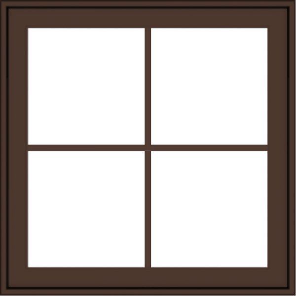 WDMA 30x30 (29.5 x 29.5 inch) Oak Wood Dark Brown Bronze Aluminum Crank out Awning Window with Colonial Grids Exterior