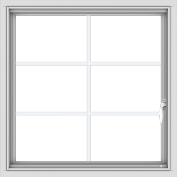 WDMA 30x30 (29.5 x 29.5 inch) Vinyl uPVC White Push out Casement Window with Colonial Grids