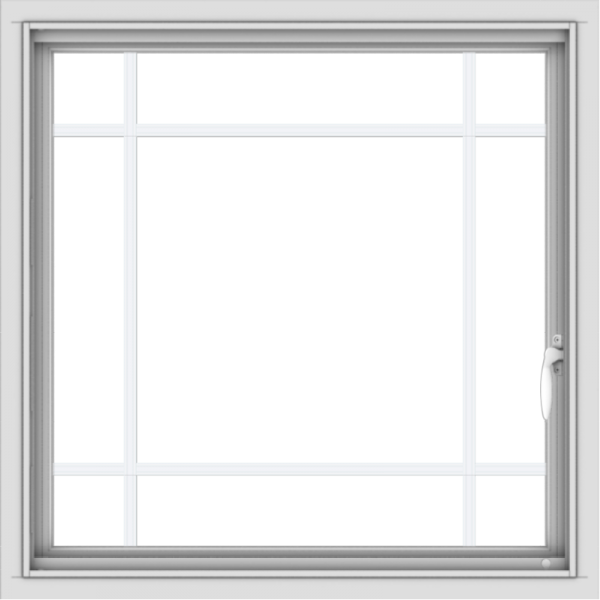 WDMA 30x30 (29.5 x 29.5 inch) Vinyl uPVC White Push out Casement Window with Prairie Grilles