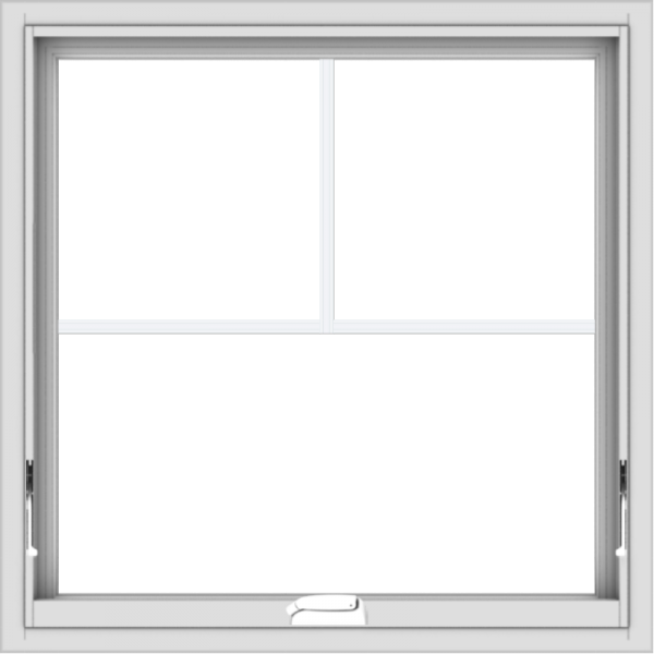 WDMA 30x30 (29.5 x 29.5 inch) White Vinyl uPVC Crank out Awning Window with Fractional Grilles