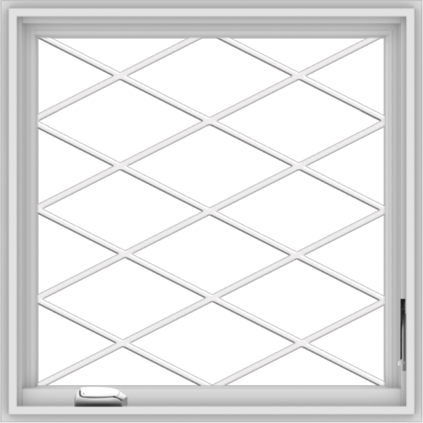 WDMA 30x30 (29.5 x 29.5 inch) White Vinyl uPVC Crank out Casement Window  with Diamond Grills