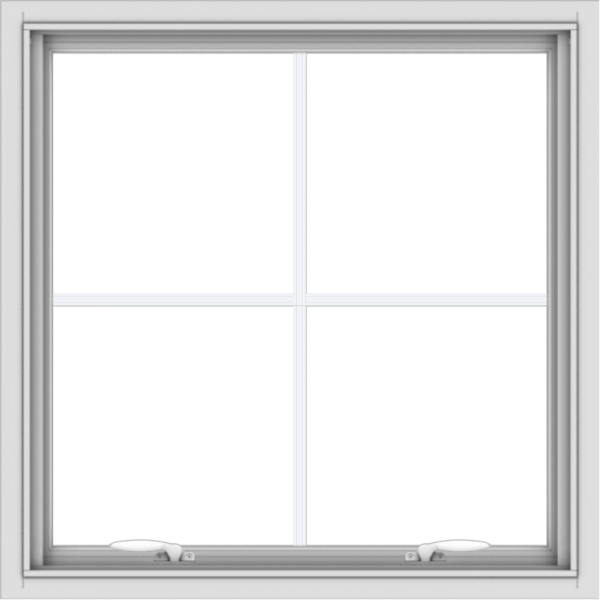 WDMA 30x30 (29.5 x 29.5 inch) White uPVC Vinyl Push out Awning Window with Colonial Grids Interior