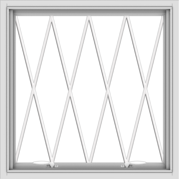 WDMA 30x30 (29.5 x 29.5 inch) White uPVC Vinyl Push out Awning Window without Grids with Diamond Grills