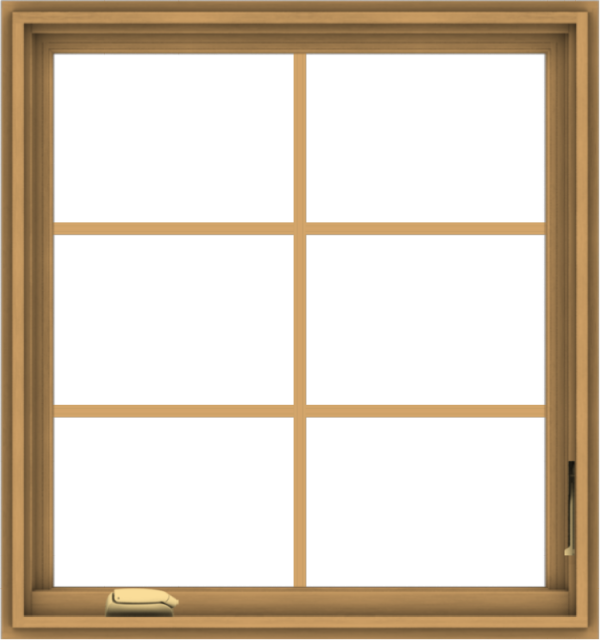 WDMA 30x32 (29.5 x 31.5 inch) Pine Wood Dark Grey Aluminum Crank out Casement Window with Colonial Grids