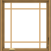 WDMA 30x32 (29.5 x 31.5 inch) Pine Wood Dark Grey Aluminum Crank out Casement Window with Prairie Grilles