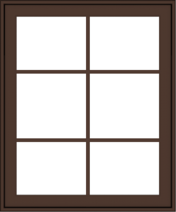 WDMA 30x36 (29.5 x 35.5 inch) Oak Wood Dark Brown Bronze Aluminum Crank out Awning Window with Colonial Grids Exterior