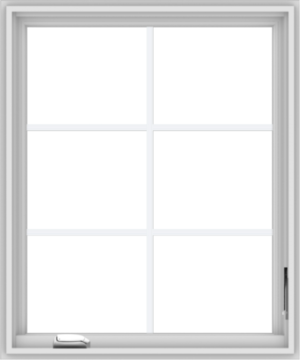 WDMA 30x36 (29.5 x 35.5 inch) White Vinyl uPVC Crank out Casement Window with Colonial Grids
