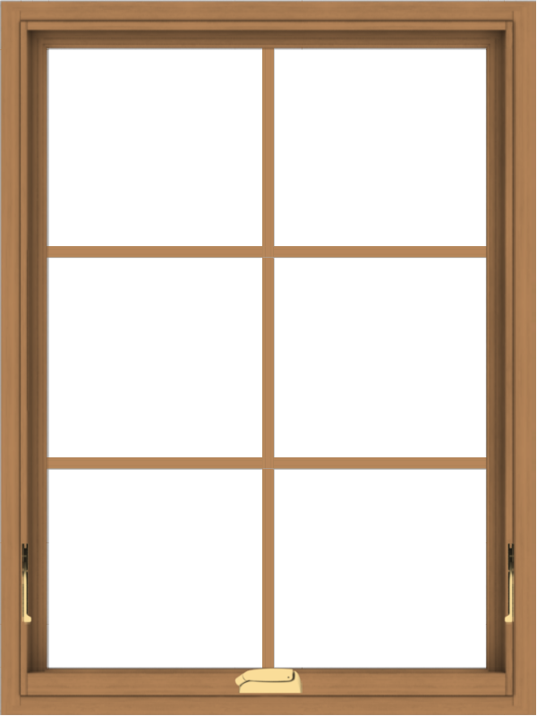 WDMA 30x40 (29.5 x 39.5 inch) Oak Wood Dark Brown Bronze Aluminum Crank out Awning Window with Colonial Grids Interior