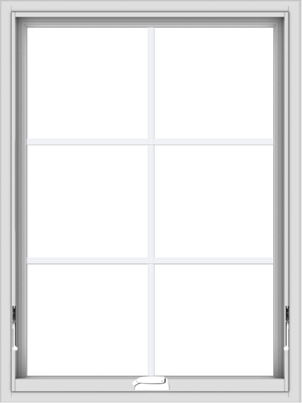 WDMA 30x40 (29.5 x 39.5 inch) White Vinyl uPVC Crank out Awning Window with Colonial Grids Interior