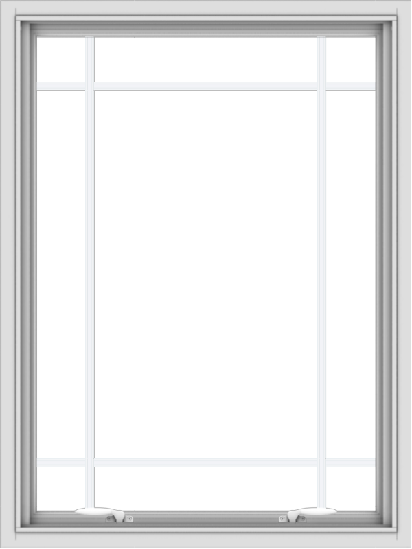 WDMA 30x40 (29.5 x 39.5 inch) White uPVC Vinyl Push out Awning Window with Prairie Grilles