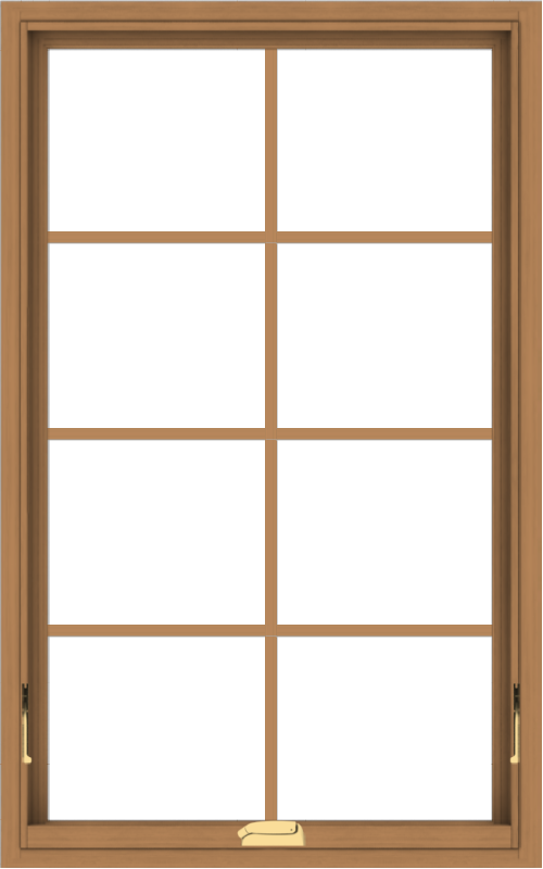 WDMA 30x48 (29.5 x 47.5 inch) Oak Wood Dark Brown Bronze Aluminum Crank out Awning Window with Colonial Grids Interior